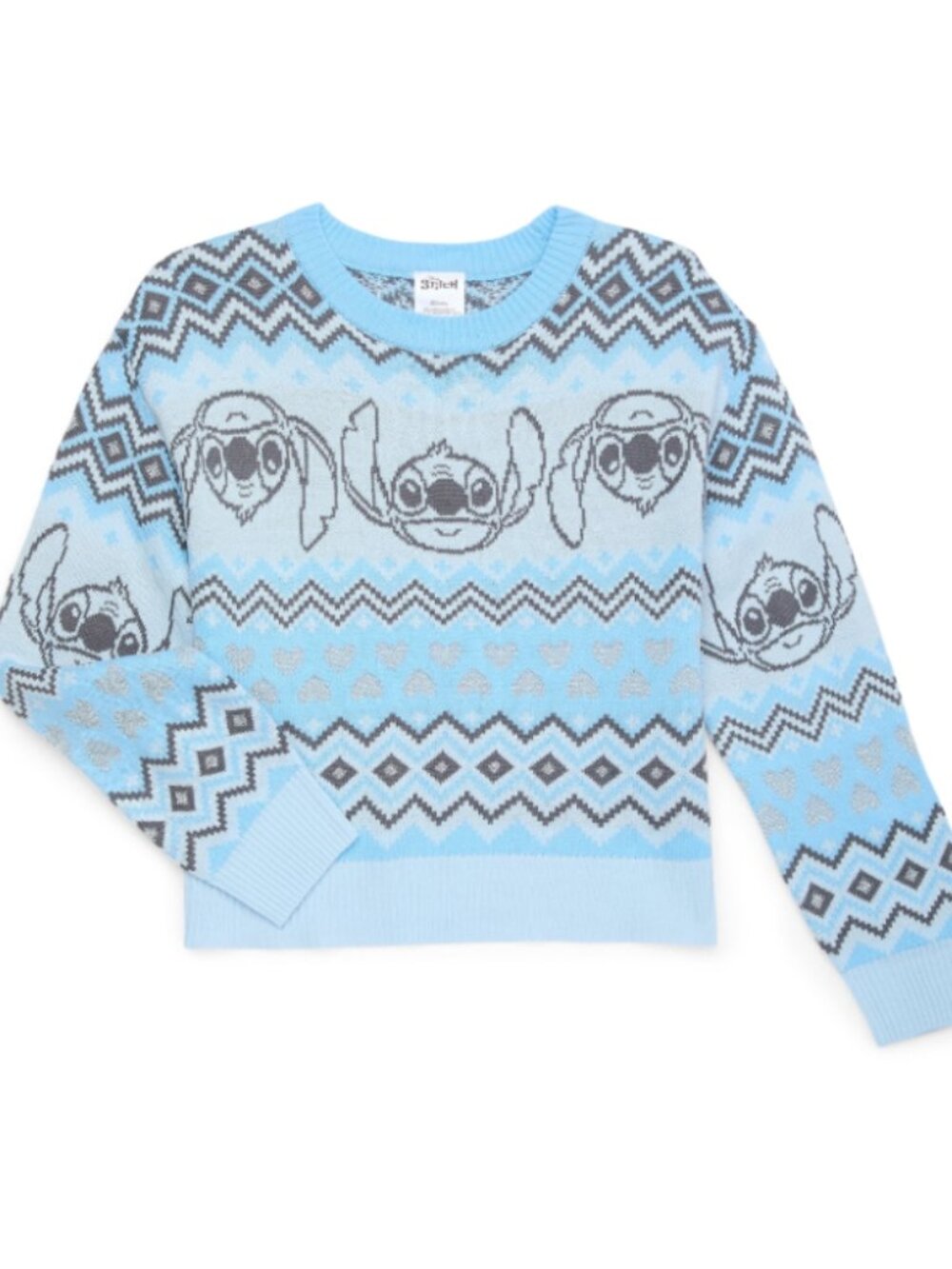 🧡3/$30 Disney Stitch Cute Blue Sweater Kids Holiday Cozy Knit NWT S 6/6X